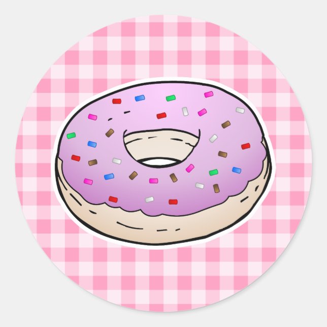 Adesivo Redondo Donut Rosa Mais Doce (Frente)