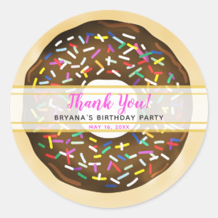 Adesivo Redondo Donuts de Aniversário com Cobertura Marrom Chocola