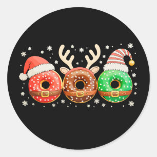 Adesivo Redondo Donuts de Natal Papai Noel Rena Xmas Donut