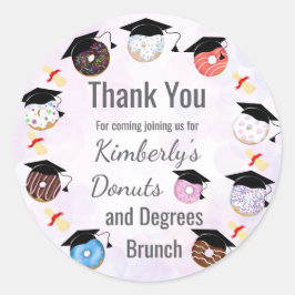 Adesivo Redondo Donuts e Diplomas Brunch de Formatura Agradeciment