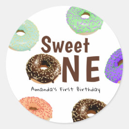 Adesivo Redondo Donuts Sweet One 1º Aniversário