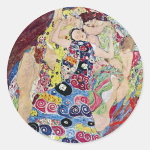Adesivo Redondo Donzela (Virgin), Gustavo Klimt, arte Nouveau do