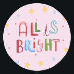 Adesivo Redondo Doodle Colorful All is Bright Christmas Card<br><div class="desc">Acelere a temporada com nossa vibrante e divertida Coleção de Feriados do Doodle, apresentando uma mistura viva de cartões de natal, etiquetas de presentes e presentes únicos. Cada item nesta coleção apresenta cheio colorido, puxado à mão, de alegria festiva, perfeito para espalhar alegria aos amigos e à família. Quer você...</div>