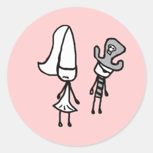 Adesivo Redondo Doodle da princesa & do pirata