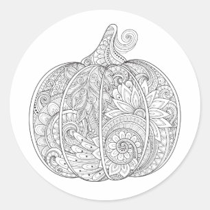Adesivo Redondo Doodle decorativo da abóbora