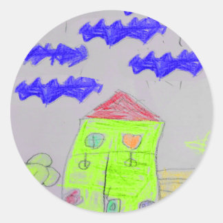 Adesivo Redondo Doodle Desenhado à Mão Divertido
