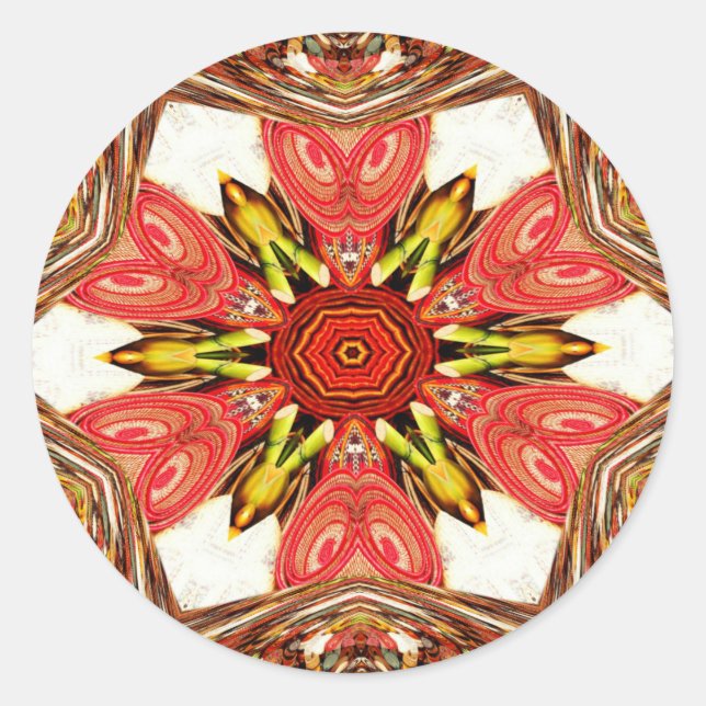 Adesivo Redondo Doodle Floral Art Impressão (Frente)