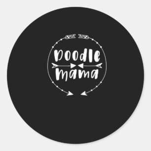 Adesivo Redondo Doodle Mama T-Shirt Doodle Mãe Labradoodle