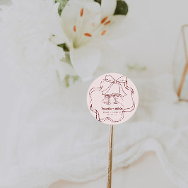 Adesivo Redondo Doodle Retro Caprichoso | Casamento