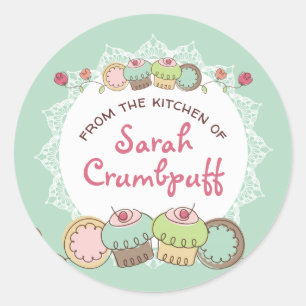 Adesivo Redondo Doodles cookies cupcakes da cozinha da