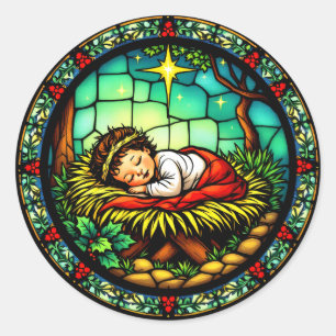 Adesivo Redondo Dormir Bebê Jesus Natal