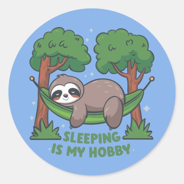 Adesivo Redondo Dormir é o meu passatempo (Frente)