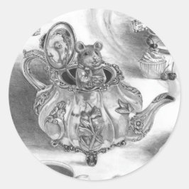 Adesivo Redondo Dormouse Sticker Alice no Wonderland Sticker