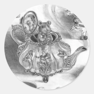 Adesivo Redondo Dormouse Sticker Alice no Wonderland Sticker