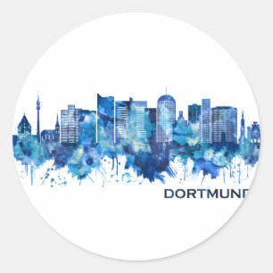 Adesivo Redondo Dortmund Alemanha Skyline Blue