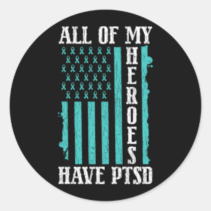 Adesivo Redondo Dos Heróis Têm Ptsd Conscientização Sobre Saúde Me