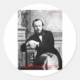 Adesivo Redondo Dostoevsky "Deus Pretendeu" Citação de Amor Presen