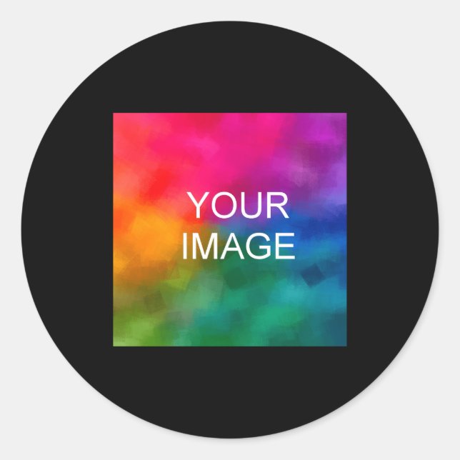 Adesivo Redondo Double Sided Add Image Template Mens Basic Black  (Frente)