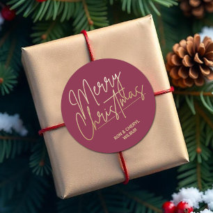 Adesivo Redondo Dourada Amoreira de Natal Feliz