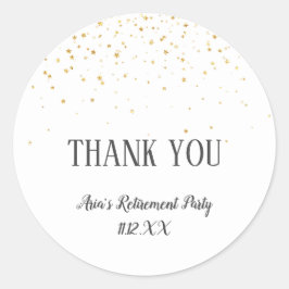 Adesivo Redondo Dourada Confetti Obrigado Favor