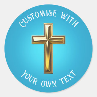 Adesivo Redondo Dourada Cruz