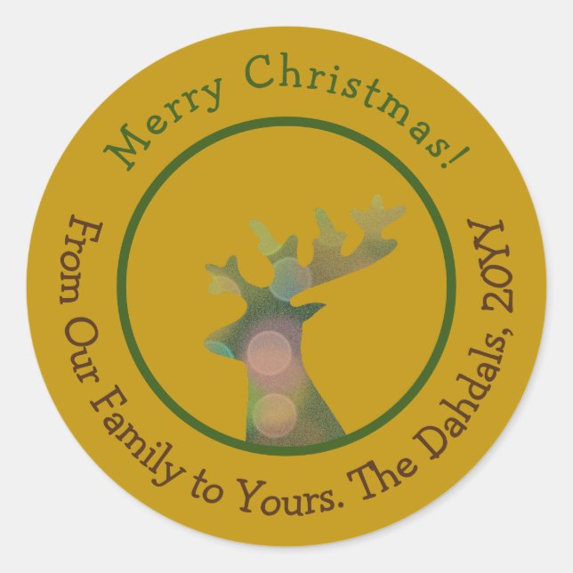 Adesivo Redondo Dourada de Bronze de Balão de Natal Personalizado (Frente)