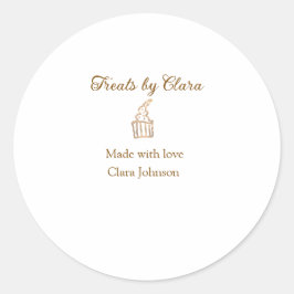 Adesivo Redondo Dourada faísca trata padaria feita com nome de adi