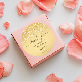 Adesivo Redondo Dourada festa de aniversário elegante obrigado min