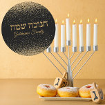 Adesivo Redondo Dourada Glitter Personaliza o Hebraico Feliz Chanu<br><div class="desc">Elegante e Dourada brilho Personaliza os adesivos hebraicos de Hanukkah felizes</div>