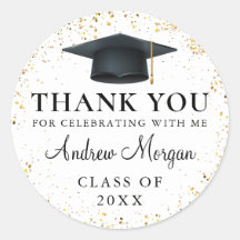 Dourada Graduação de confetti Obrigado