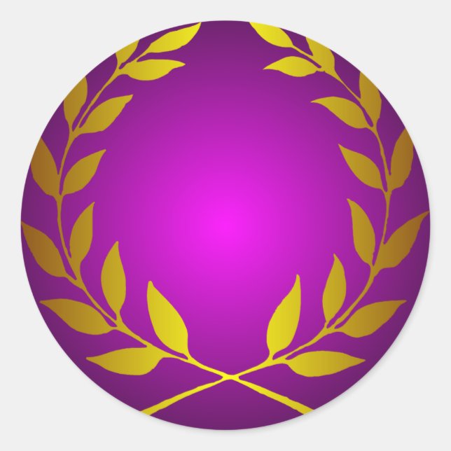 Adesivo Redondo Dourada Laurel Wreath Round Sticker (Frente)
