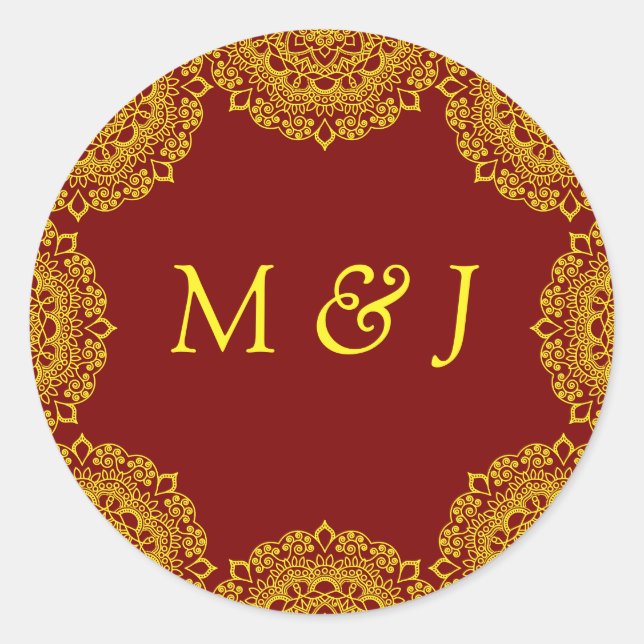 Adesivo Redondo dourada mandala (Frente)