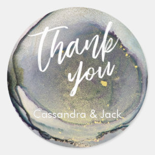 Adesivo Redondo Dourada mão casual de Abstrato de arte líquida a