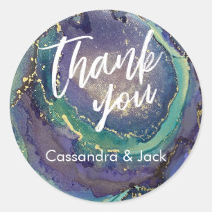 Adesivo Redondo Dourada mão casual de Abstrato de arte líquida a