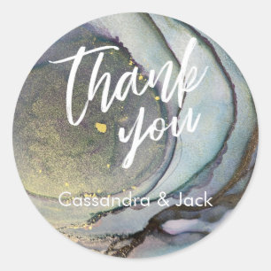 Adesivo Redondo Dourada mão casual de Abstrato de arte líquida a