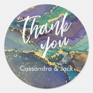 Adesivo Redondo Dourada mão casual de Abstrato de Arte Líquida Ace