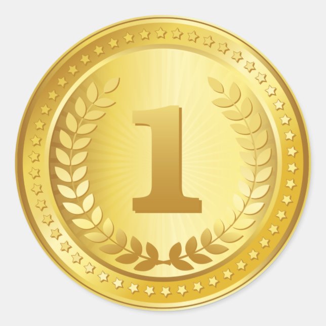 Adesivo Redondo Dourada medalha 1rua ganhadora (Frente)