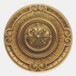 Adesivo Redondo Dourada Medallion Sticker