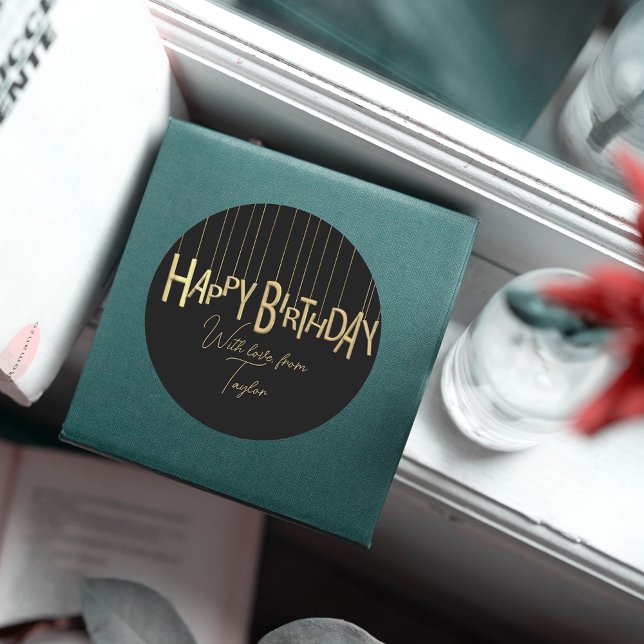 Adesivo Redondo Dourada Menção Em Parabéns Pretos (Criador carregado)