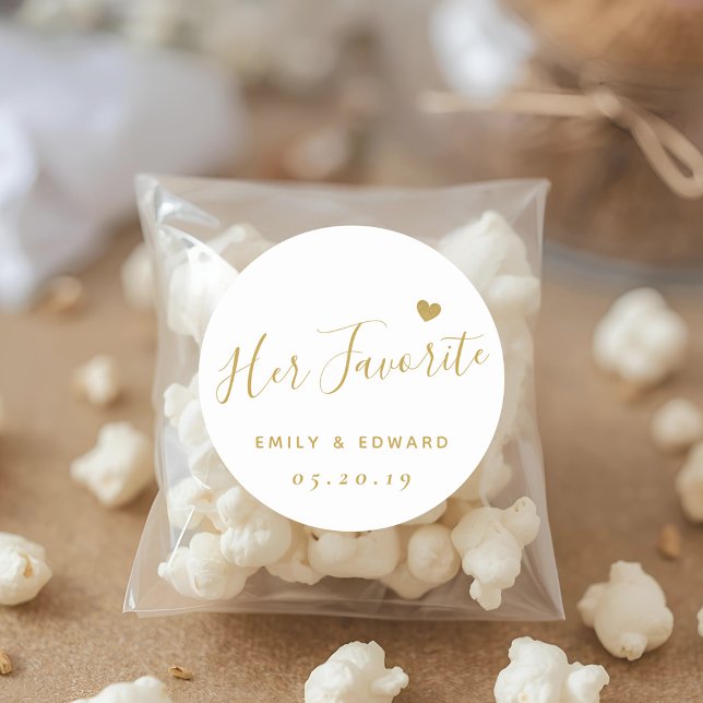 Adesivo Redondo Dourada Moderna, Seu Favor De Casamento Favorito (Criador carregado)