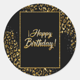 Adesivo Redondo Dourada negra e joias Leopardo