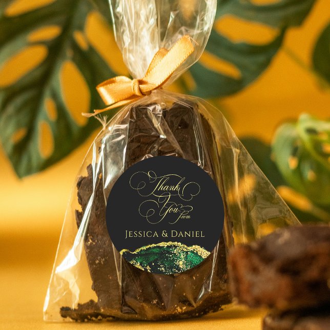 Adesivo Redondo Dourada personalização do Luxury Emerald Green (Luxury Emerald Green Gold Custom Classic Round Sticker)