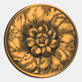 Adesivo Redondo Dourada Vintage Barroco Emboscada Olhar Selo