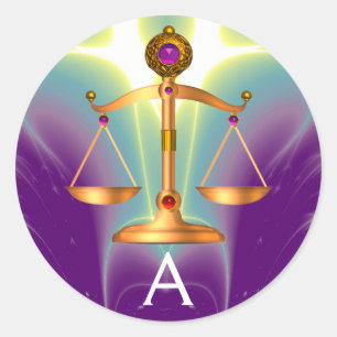 Adesivo Redondo Douradas ESCALAS JURÍDICAS COM PEDRAS GEM MONOGRA