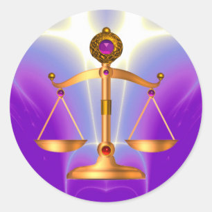 Adesivo Redondo Douradas ESCALAS JURÍDICAS COM PEDRAS GEM, Símbo