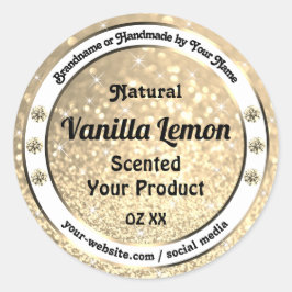 Adesivo Redondo Douradas estrelas de brilho Rótulos de produtos pa