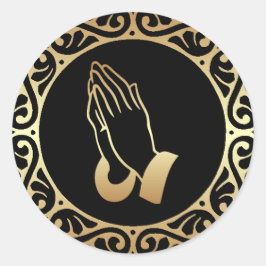 Adesivo Redondo Douradas Mãos de Oração