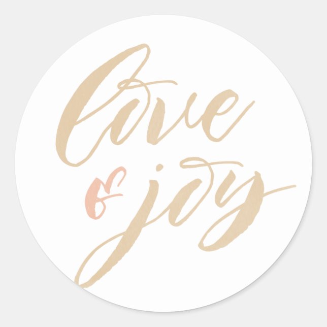 Adesivo Redondo Dourado Amar e Joy Round Sticker (Frente)