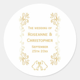 Adesivo Redondo Dourado Bells Scrollwork WedDesign