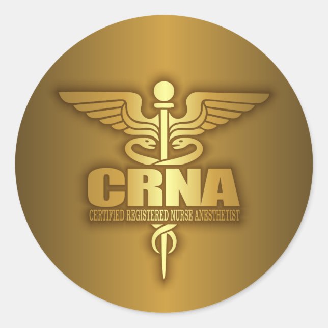 Adesivo Redondo Dourado Caduceus (CRNA) (Frente)